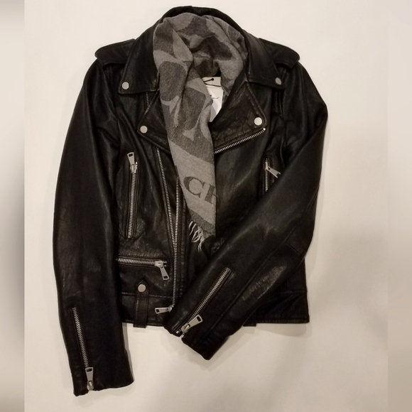 7 For All Mankind Leather Motorcycle Jacket - Picture 2 of 14